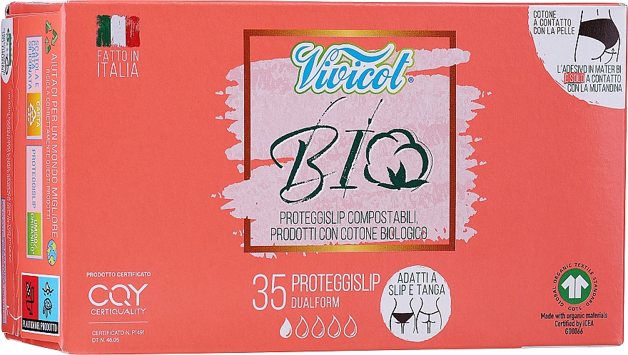 Гігієнічні щоденні прокладки, 35 шт. - Vivicot Bio Dualform Liners — фото N1