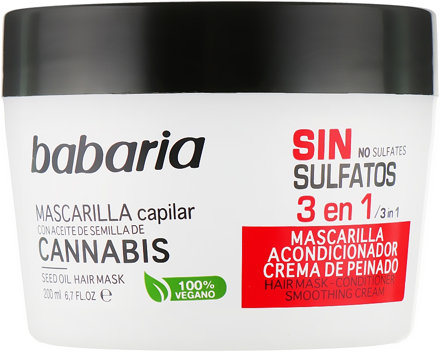 Маска для волос 3в1 - Babaria Cannabis Seed Oil Hair Mask 3 IN 1 — фото N1
