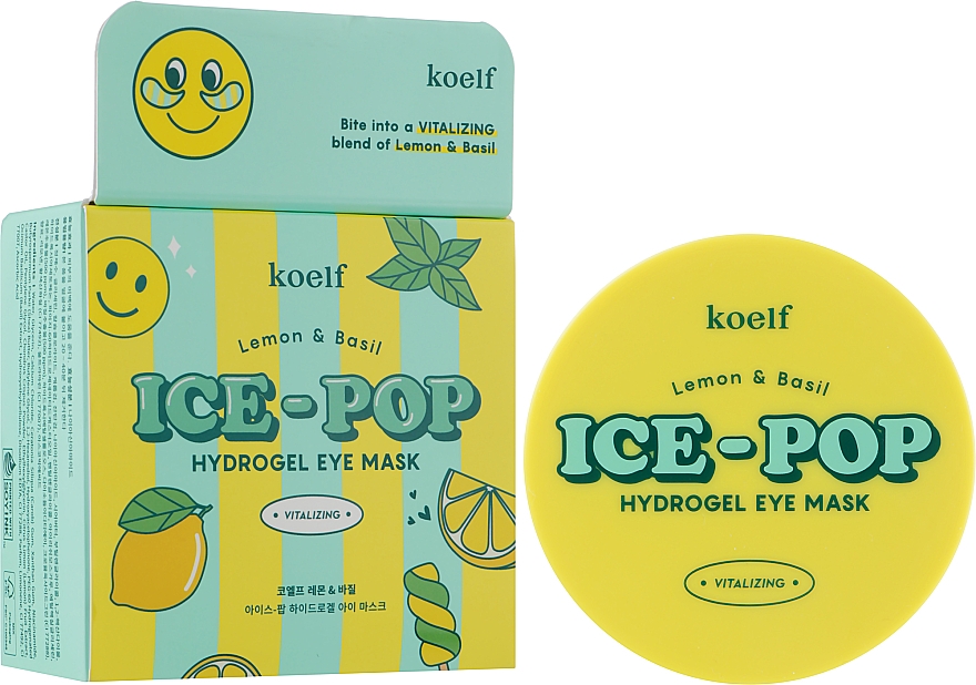 Гидрогелевые патчи под глаза с лимоном и базиликом - Petitfee & Koelf Lemon & Basil Ice-Pop Hydrogel Eye Mask — фото N2