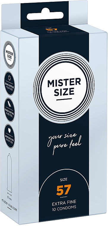 Презервативи латексні, розмір 57, 10 шт. - Mister Size Extra Fine Condoms — фото N1