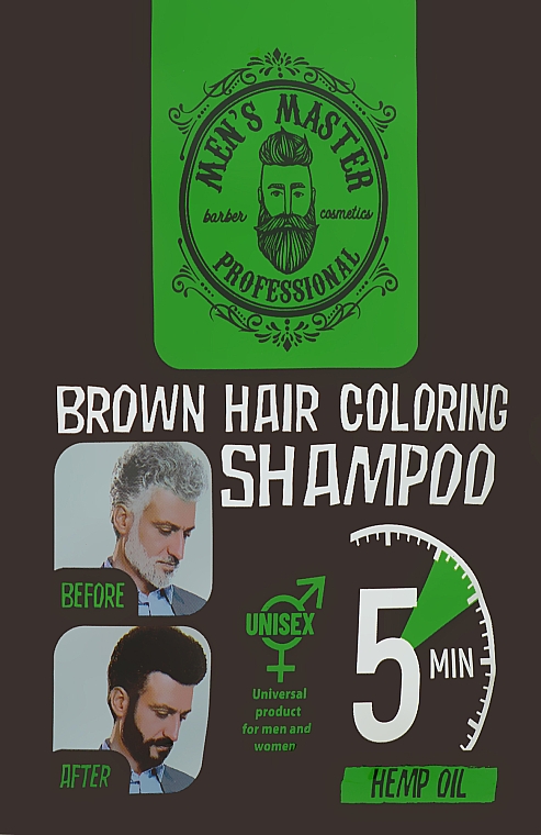 Окрашивающий шампунь для волос для камуфлирования седины - Men's Master Brown Hair Coloring Shampoo — фото N2