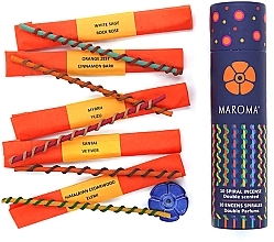 Духи, Парфюмерия, косметика Набор благовоний №1 - Maroma Encens d'Auroville Double Scented Spiral Incense Sticks Orange