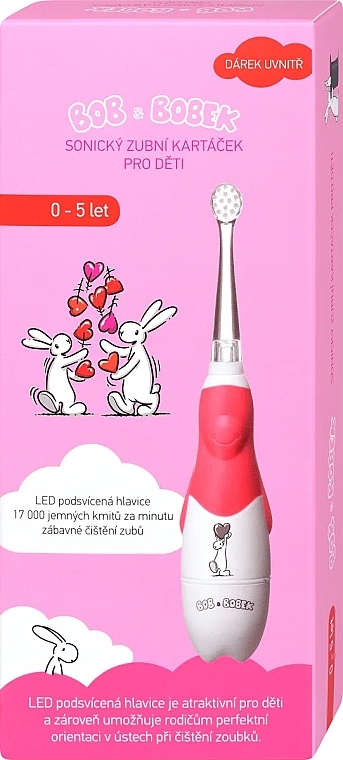 Звукова зубна щітка, від 0 до 5 років - Profimed Bob & Bobek Baby Light Red  — фото N1