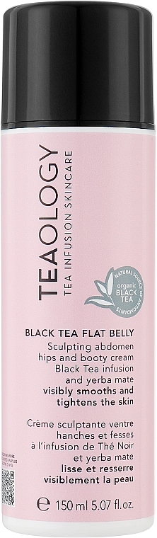 Зміцнювальний крем для живота, стегон, сідниць з настоєм чорного чаю та мате - Teaology Black Tea Flat Belly Cream — фото N1