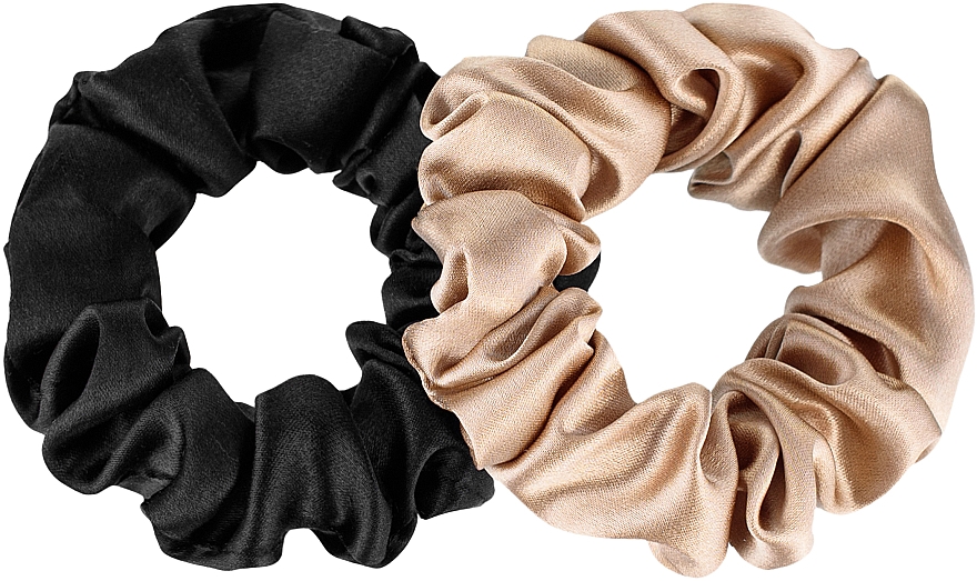 Набор резинок из натурального шелка "Midi" - MAKEUP Scrunchie Set Black Gold — фото N1