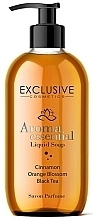 Жидкое мыло "Корица, цветок апельсина, черный чай" - Exclusive Cosmetics Aroma Essential Liquid Soap — фото N1