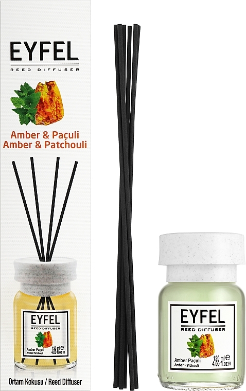 Аромадифузор "Бурштин і пачулі" - Eyfel Perfume Reed Diffuser Amber & Patchouli — фото N2