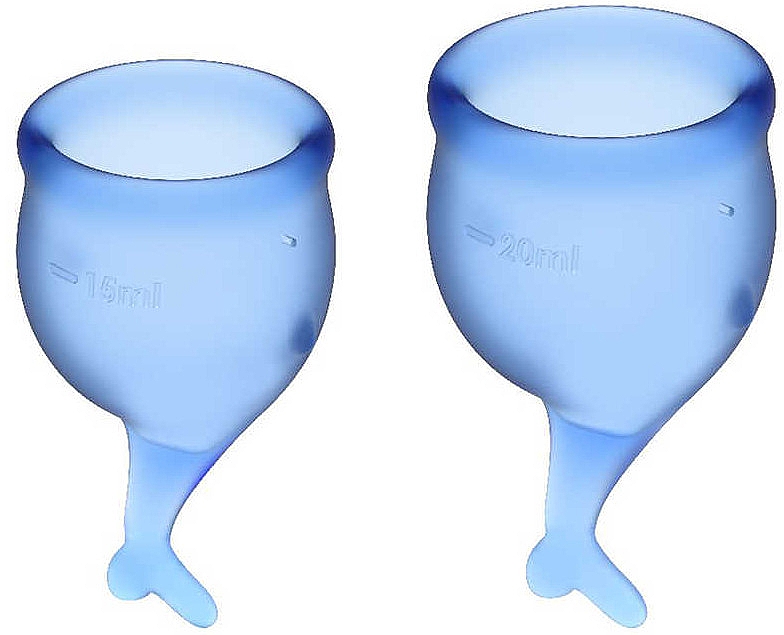 Набор менструальных чаш c хвостиком, синий - Satisfyer Feel Secure Menstrual Cups Dark Blue