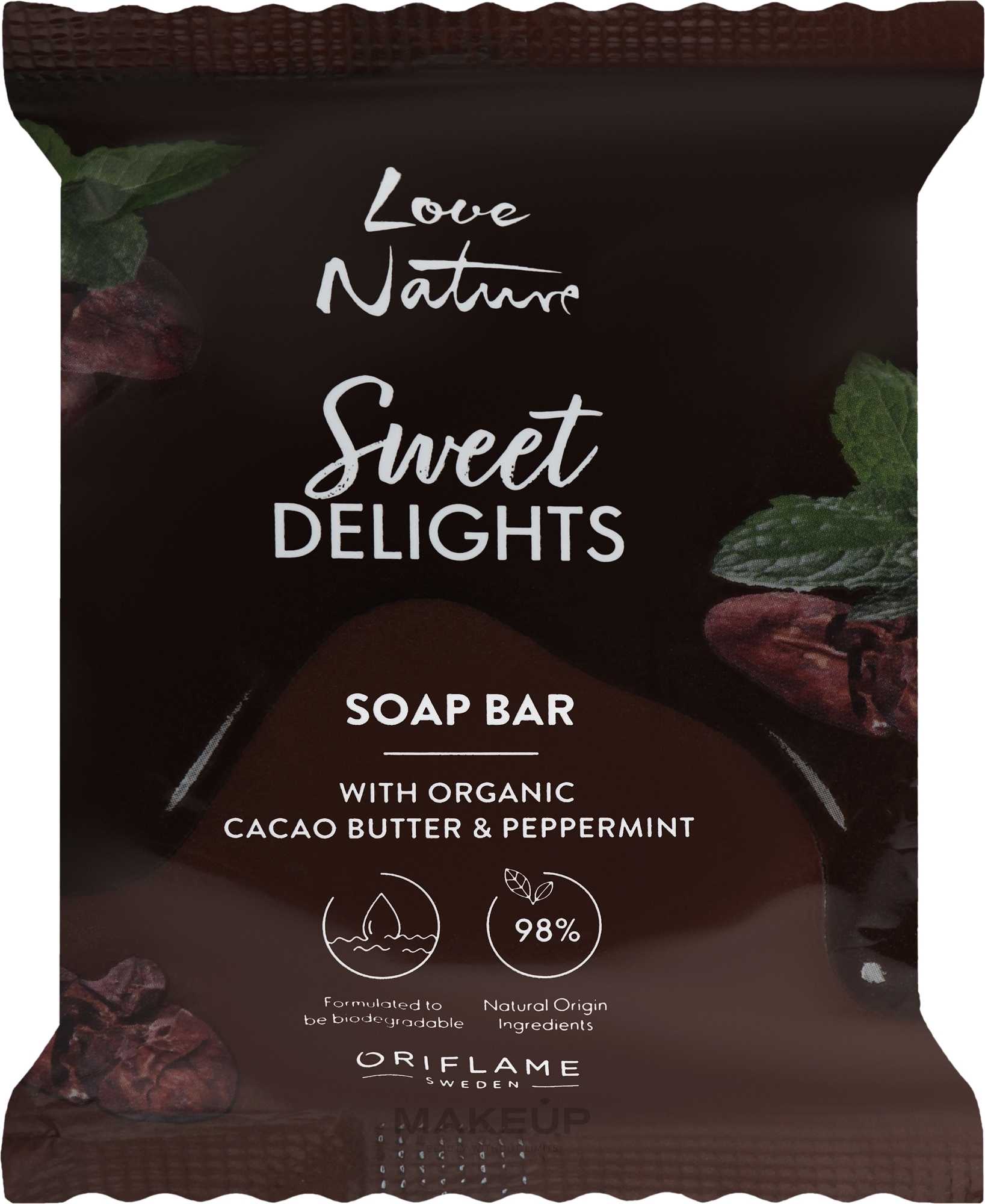 Мыло с органическим маслом какао и мятой - Oriflame Love Nature Sweet Delights Soap Bar — фото 75g
