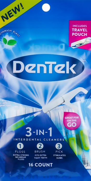 Межзубные очистители 3 в 1, с улучшенным фторидным покрытием - DenTek 3-in-1 — фото N1
