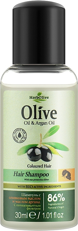 Шампунь для фарбованого волосся з аргановою олією - Madis HerbOlive Oil & Argan Oil Hair Shampoo For Coloured Hair (міні) — фото N1
