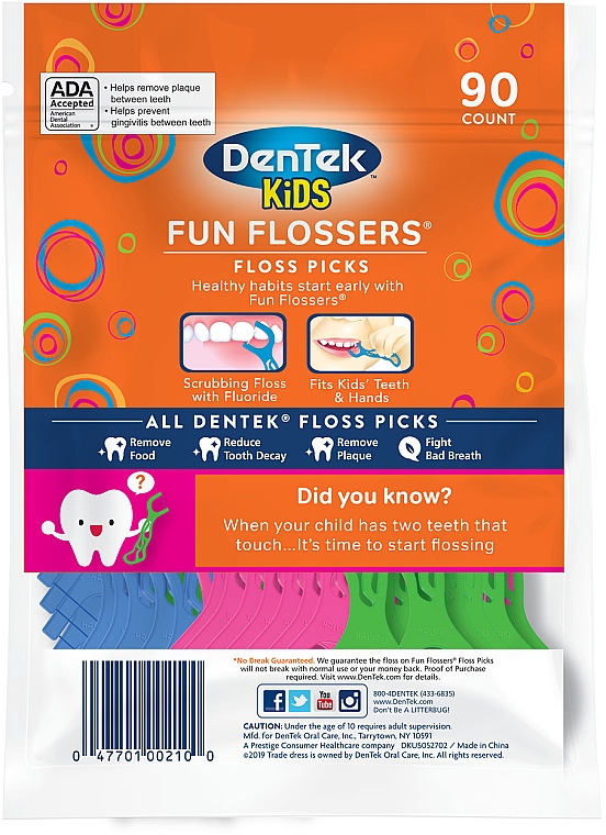 Дитячі флосси з тримачами, дикий фрукт - DenTek Kids Fun Flossers — фото N2