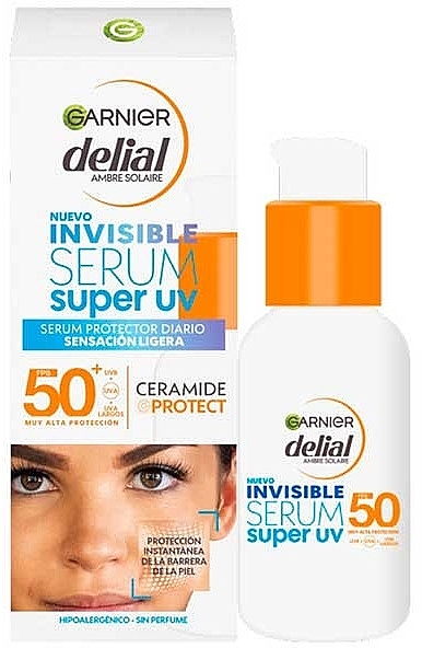 Сонцезахисна сироватка для обличчя - Garnier Delial Invisible Super UV SPF50+ Ceramide Protect — фото N1