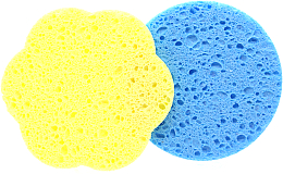 Спонж для умывания целлюлоза, "Цветок + круг" желтый + голубой - Cosmo Shop — фото N1