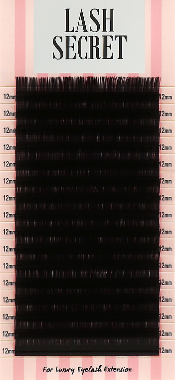 Накладные ресницы, черные, 16 линий (один размер, 0,05, C, 12) - Lash Secret — фото N1