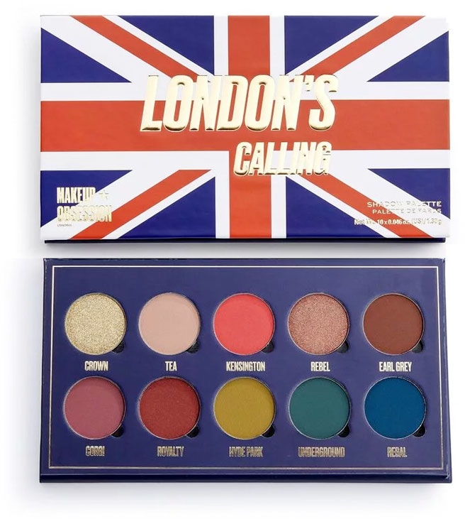 Палетка теней для век, 10 цветов - Makeup Obsession London's Calling Eyeshadow Palette — фото N1
