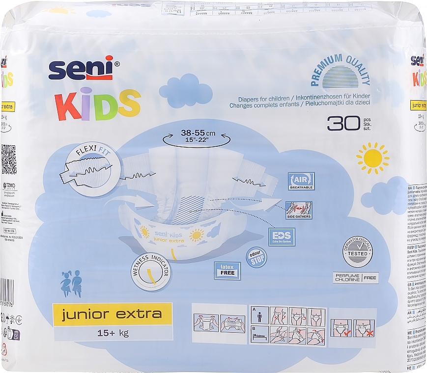 Підгузки для дітей "Kids Junior Extra", 15+ кг - Seni — фото N1