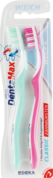 Зубная щетка мягкая, розовая+бирюзовая - Elkos Dental Classic
