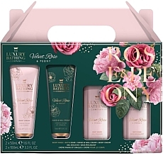 Набір - Grace Cole The Luxury Bathing Company Velvet Rose And Peony Top To Toe Essentials (b/cr/50ml + h/cr/50ml + b/soak/100ml + b/wash/100ml) — фото N1