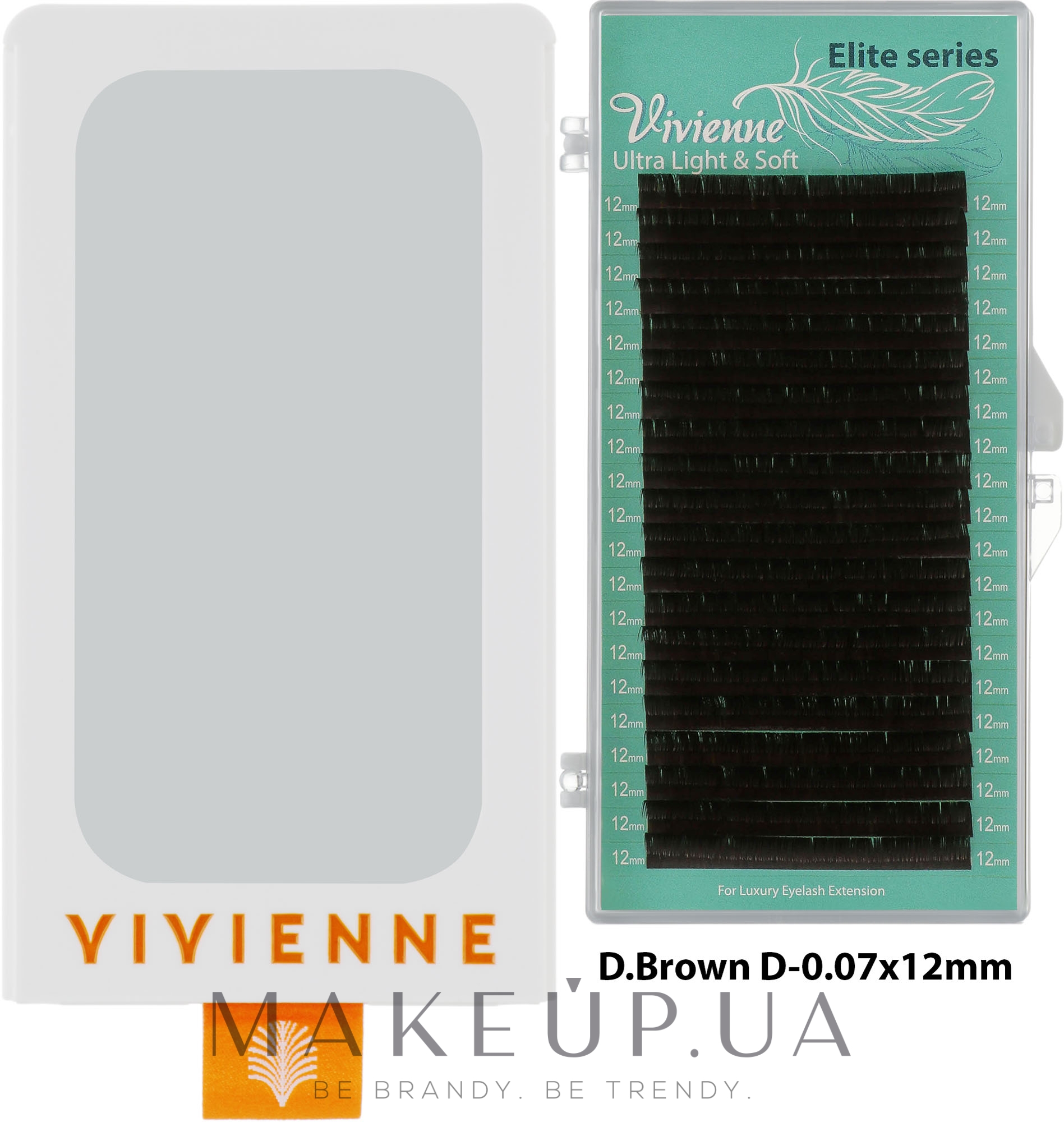 Вії "Elite", темно-коричневі, 20 ліній (органайзер) (один розмір, 0,07, D, 12) - Vivienne — фото 1уп