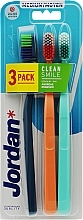 Зубная щетка, средняя, темно-синяя + оранжевая + бирюзовая - Jordan Clean Smile Medium — фото N1