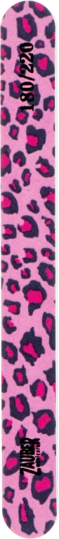 Пилка для ногтей узкая цветная, розовый леопард 180/220, 03-013A - Zauber — фото N1