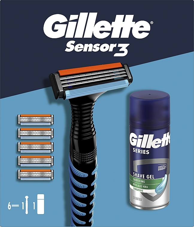Набор - Gillette Sensor 3 (razor/1pc + foam/75ml + refil/5pcs) — фото N2