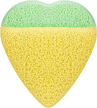 Спонж для вмивання м'який "Серце", PF-74, жовто-салатовий - Puffic Fashion — фото N1