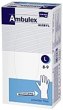 Перчатки нитриловые, неопудренные, белые, размер L, 100 шт. - Matopat Ambulex — фото N1
