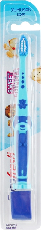 Детская зубная щетка "Мишка", мягкая, голубая - Farmasi Eurofresh Toothbrush — фото N1