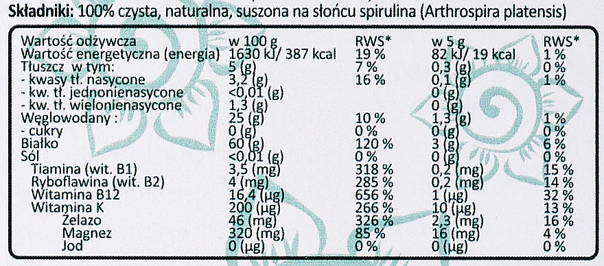 Харчова добавка, пластівці "Спіруліна" - Moma Aurospirul Spirulina Crunchy — фото N3