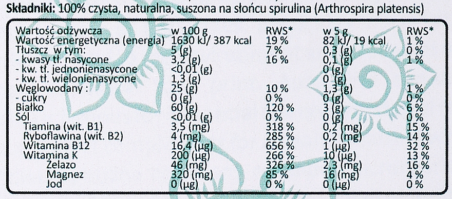 Пищевая добавка, хлопья "Спирулина" - Moma Aurospirul Spirulina Crunchy — фото N3