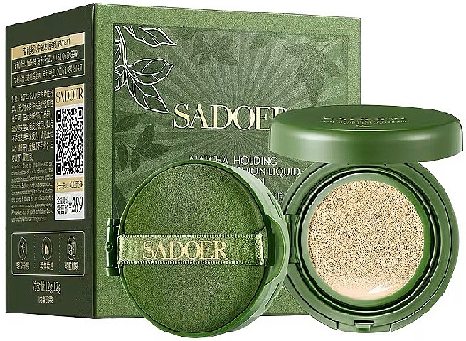 Тональный крем-кушон с экстрактом матча - Sadoer Matcha Lasting Concealer Cushion Foundation — фото N1