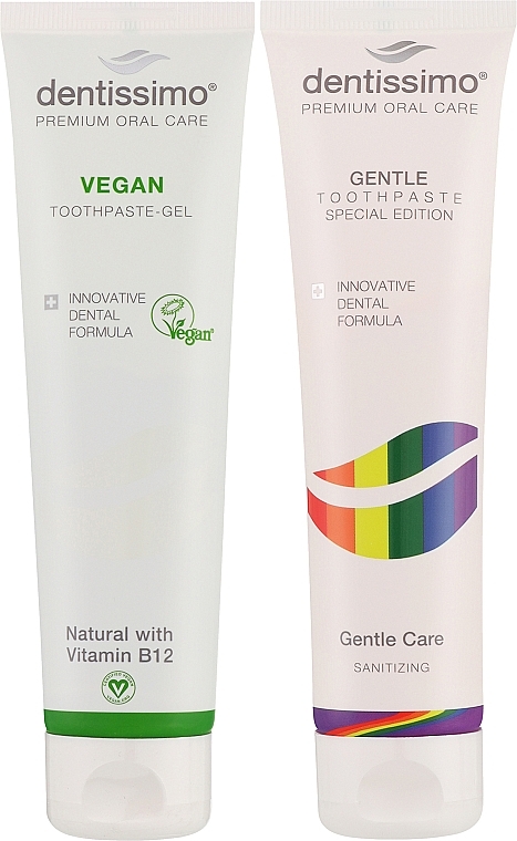 Набор зубных паст - Dentissimo 1+1 Vegan+Gentle Care (toothpast/2x75ml) — фото N2