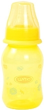 Бутылка цветная изогнутая с силиконовой соской, 125 мл, желтая - Lindo Li 132 — фото N1
