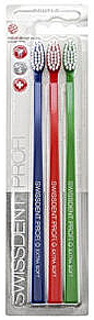 Набор зубных щеток, экстрамягкая, синяя + красная + зеленая - Swissdent Profi Gentle Extra Soft Trio-Pack — фото N1