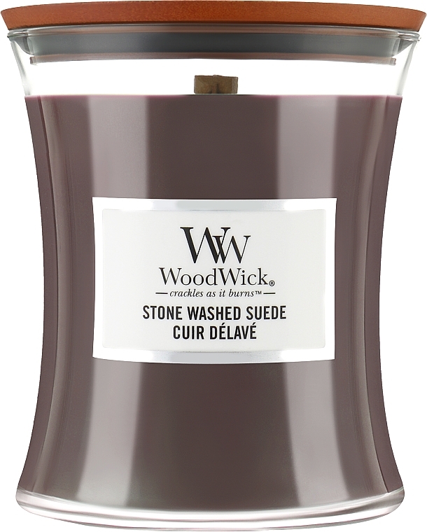 Ароматична свічка у склянці - WoodWick Hourglass Candle Stone Washed Suede — фото N1