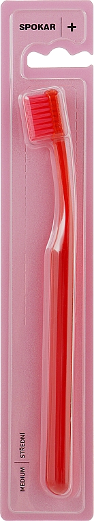 Зубна щітка "Plus", середньої жорсткості, червона - Spokar Plus — фото N1