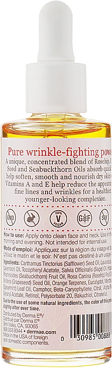 Масло с витаминами А и Е против морщин - Derma E Anti-Wrinkle Treatment Oil — фото N2