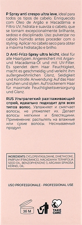 Ультралегкий розгладжувальний спрей для всіх типів волосся - Inebrya Ice Cream Argan Age Frizz-Free Spray — фото N3