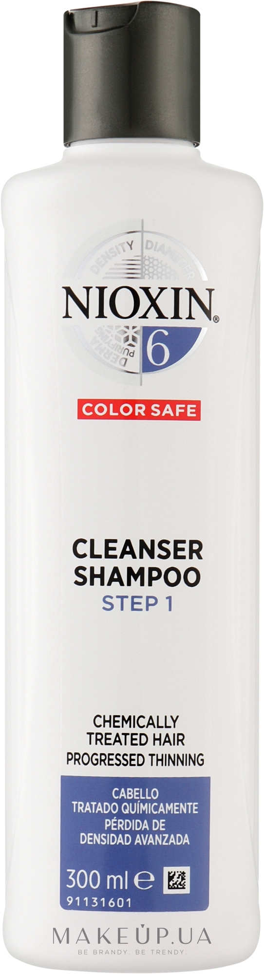 Шампунь очищающий против выпадения волос с технологией защиты цвета - Nioxin Thinning Hair System 6 Cleanser Shampoo — фото 300ml