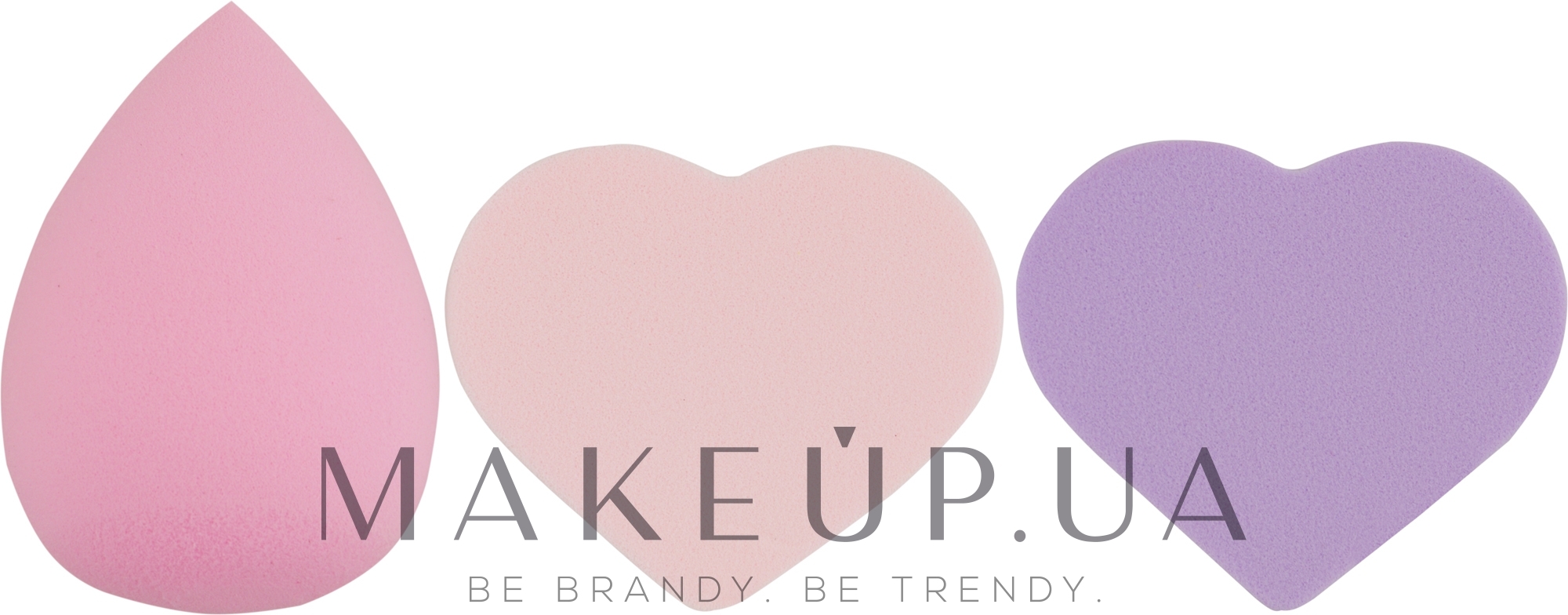 Набор спонжей для макияжа Beauty Blender, капля + 2 сердце, MIX (фиолетовый + розовый + светло-розовый) - Puffic Fashion PF-229 — фото 3шт