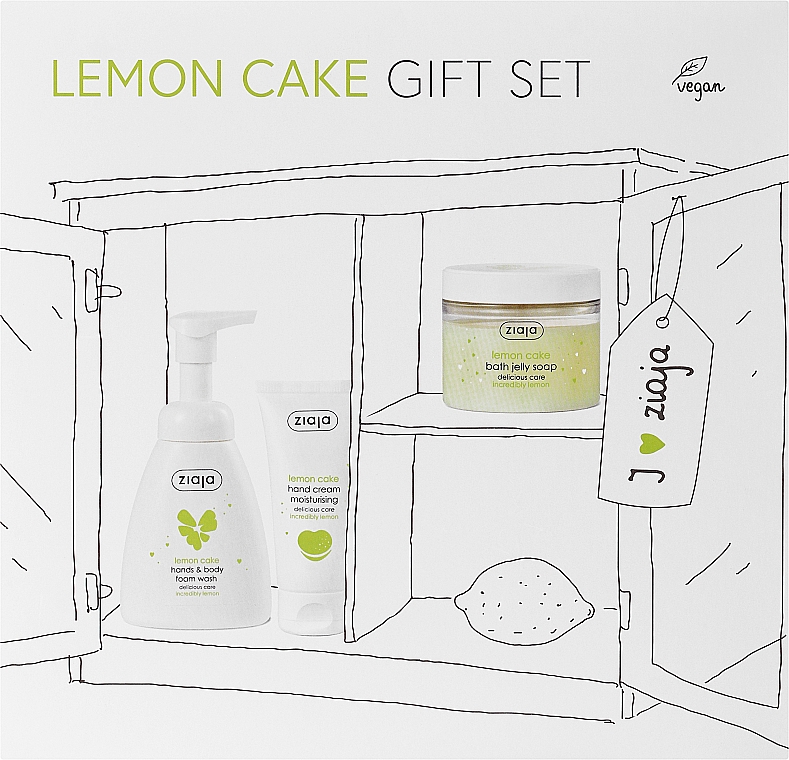Набор "Лимонный кекс" - Ziaja Lemon Cake Gift Set (b/foam/250ml + h/cr/50ml + w/jelly/260ml) — фото N1