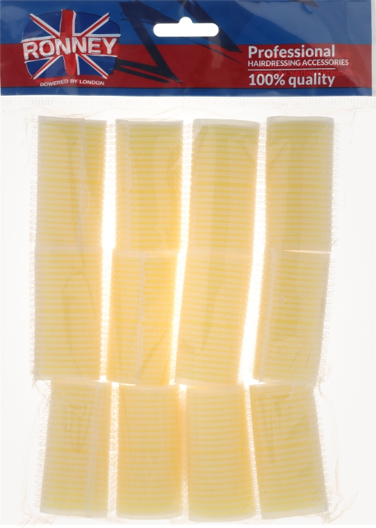 Бигуди на липучке 32/63мм, светло-желтые - Ronney Professional Velcro Roller — фото N1