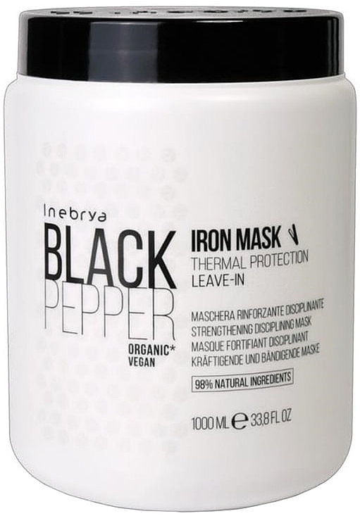 Зміцнювальна незмивна маска для неслухняного волосся - Inebrya Black Pepper Iron Mask — фото N2