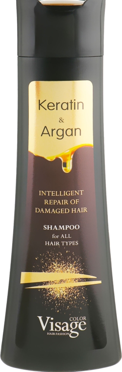 Шампунь для волосся з кератином і арганієвою олією - Visage Keratin & Argan Shampoo