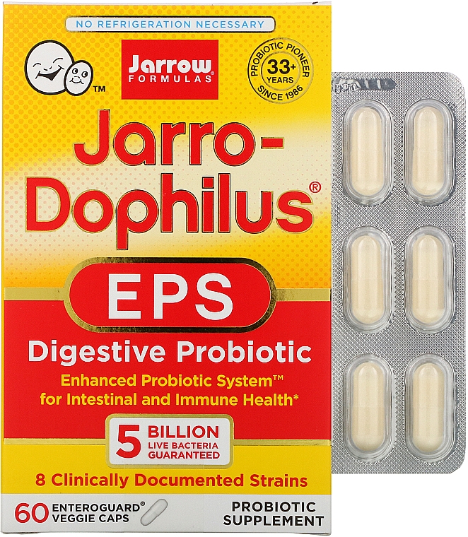 Пробиотик для здоровья пищеварительной системы - Jarrow Formulas Jarro-Dophilus EPS 5 Billion — фото N1