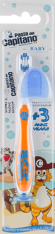 Детская зубная щетка 3+, мягкая, оранжевая - Pasta del Capitano