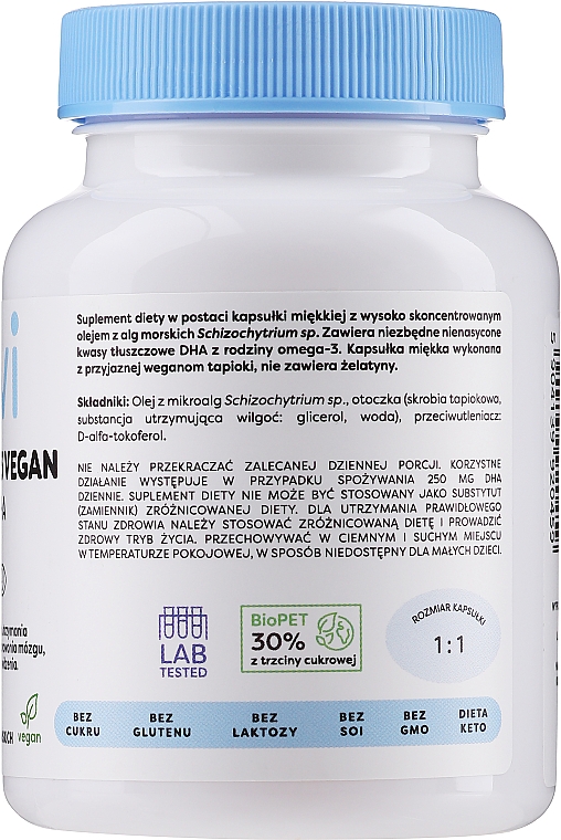 Капсули "Омега-3 для веганів 250 мг DHA" - Osavi Omega-3 Vegan — фото N2
