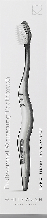 Зубная щетка с ионами серебра, антибактериальный эффект, мягкая, бело-серая, вариант 1 - WhiteWash Laboratories Whitening Toothbrush Nanosilver Technology — фото N1